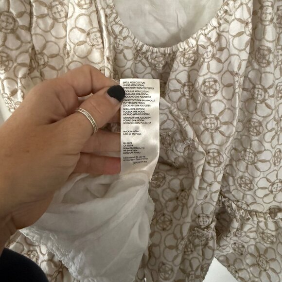 Maeve By Anthropologie Smocked Tunic Mini Dress In Cream & White Sz 1X - Picture 7 of 11